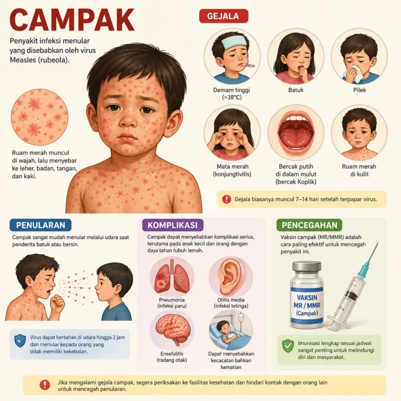 Poster ilustrasi penyakit campak